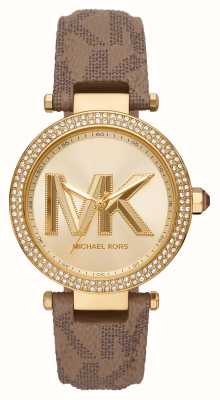 Michael Kors Parker horloge met goudkleurige kristallen bezel MK2973