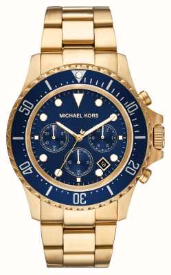 Michael Kors Everest blauwe chronograaf wijzerplaat gouden roestvrijstalen armband MK8978