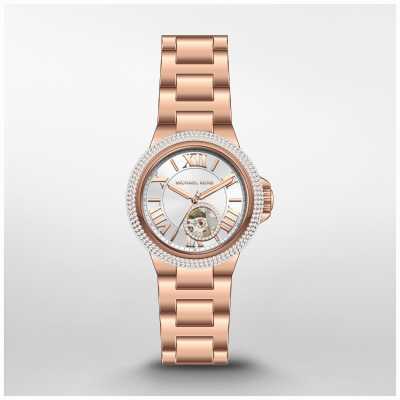 Michael Kors Camille zilveren wijzerplaat rosé gouden armband automatisch horloge MK9051