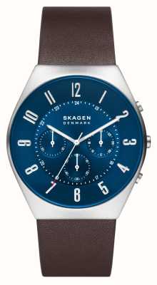 Skagen Groen chronograaf herenhorloge met blauwe wijzerplaat SKW6842