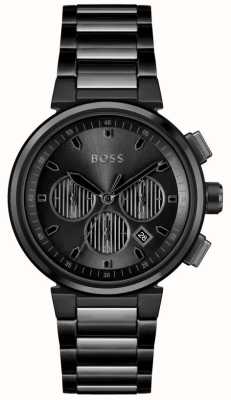 BOSS Heren een | zwarte chronograaf wijzerplaat | zwarte roestvrijstalen armband 1514001