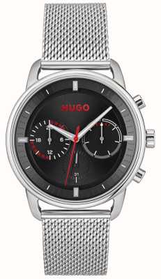HUGO Heren | zwarte chronograaf wijzerplaat | stalen mesh armband 1530263