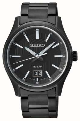 Seiko Heren zwart geplateerd roestvrijstalen horloge SUR515P1